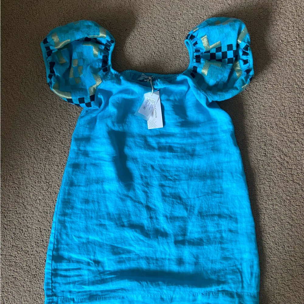 Haris Cotton Blue Linen dress Size large